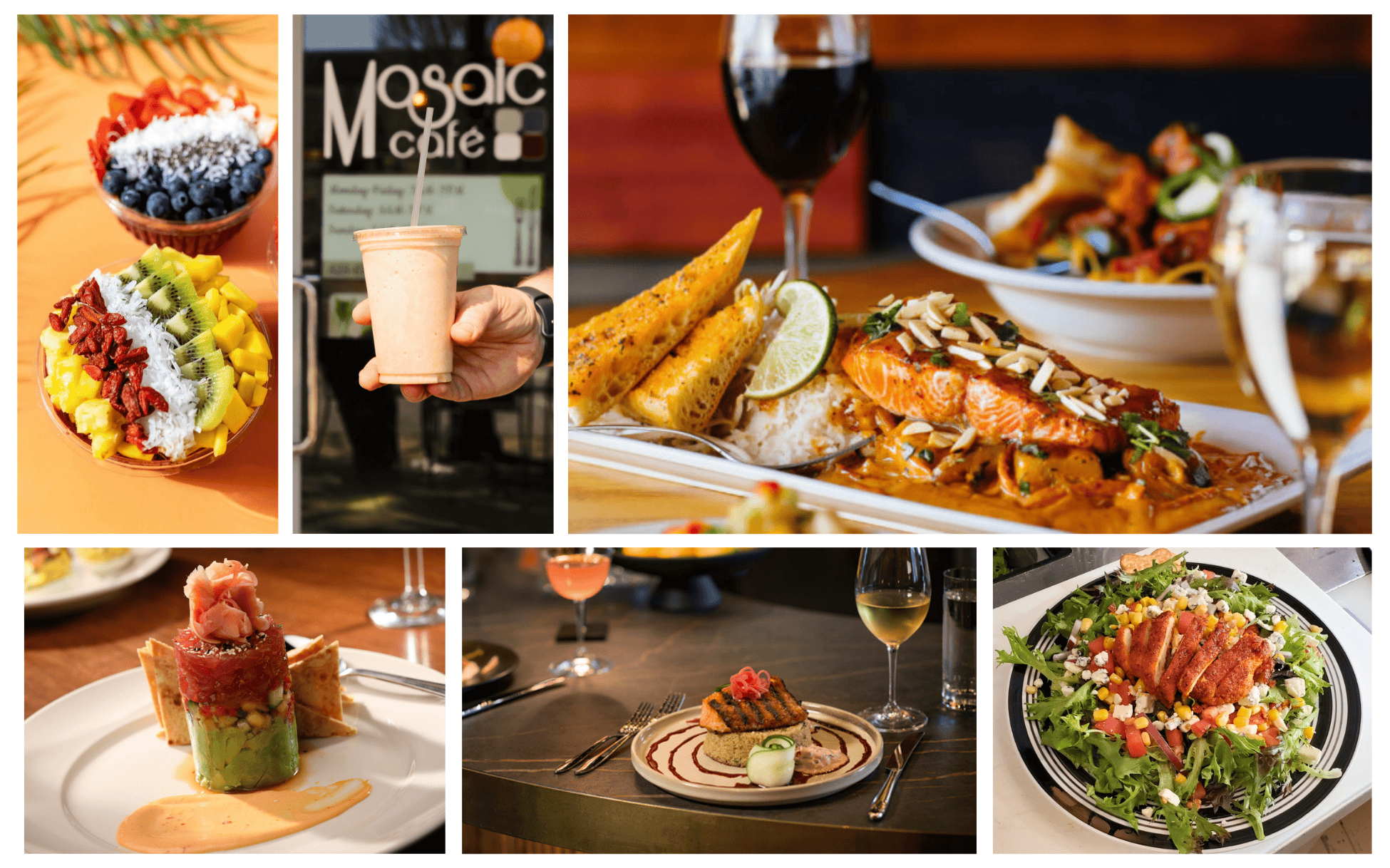 Various offerings from healthy restaurants at Biltmore Park in Asheville.