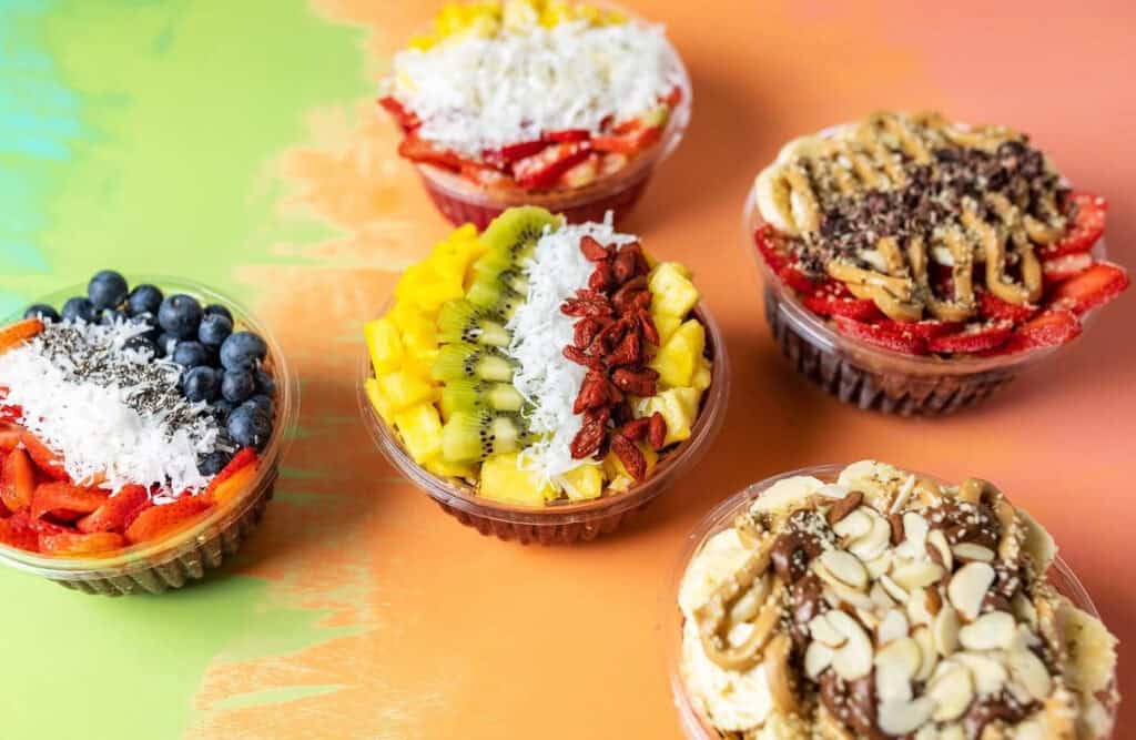 collection of acai bowls