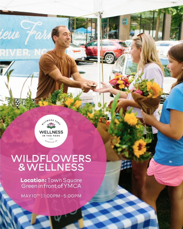 This Saturday, Wildflowers & Wellness is in full bloom!☀️

Join us at Biltmore Park Town Square on May 10 from 1–5 PM for an afternoon of movement, mindfulness, and meaningful connections.

💐 Looking for a Mother’s Day gift?�Browse fresh spring blooms from @posyonwheels, perfect for gifting or treating yourself.

🌿 Chat with local wellness vendors from @athleta, @barre3asheville, @clubchampion, @galencollegeofnursing, @lenscrafters, @northlakeeye, @rei, @drnevinhussion, @ymcawnc and more! Discover exclusive offers, services, and experiences available right here at Biltmore Park.

Don’t forget to enter our giveaway while you’re there!�You could win:
• A 60-min massage + body care products from @sensibilitiesdayspa
• A fresh flower arrangement
• A Half Dome Camping Tent from @rei

📍 Town Square Green (in front of the YMCA)
📅 Saturday, May 10 | 1:00–5:00 PM

�🔗 Tap the link in bio to sign up for free fitness classes and get all the event details.

#BiltmoreParkTownSquare #BiltmorePark #AshevilleEvents #AshevilleHappenings #WellnessInThePark #AshevilleFamilyFriendly #AshevilleFreeEvent